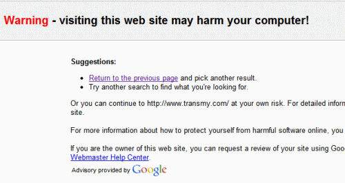 another warning to transmy via google search engine